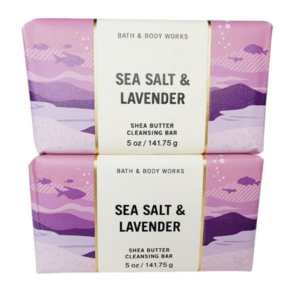 2 SEA SALT & LAVENDER Cleansing Bar Soap Bath & Body Works Shea Butter 5oz NEW - Picture 1 of 6